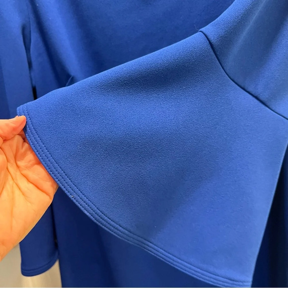Jessica H.‎ Royal Blue Bell Sleeve Exposed Gold Zipper Dress. Size 12. - Picture 6 of 11